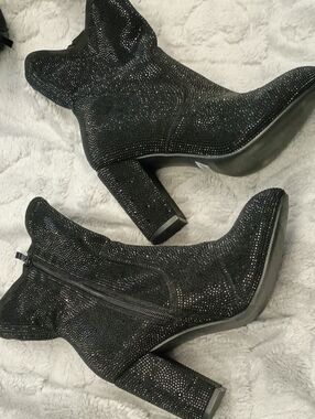 Torrid Black Rhinestone Block Heel Ankle Boots - Women